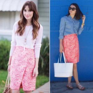 J Crew Plumeria Jacquard Pencil Skirt Size 4